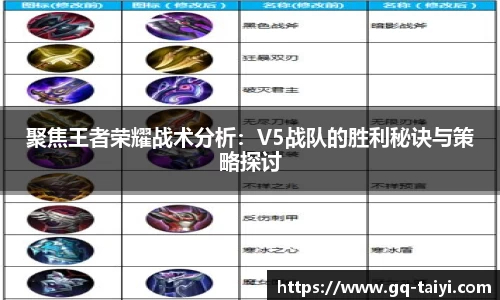 聚焦王者荣耀战术分析:V5战队的胜利秘诀与策略探讨