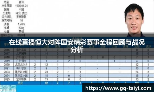 在线直播恒大对阵国安精彩赛事全程回顾与战况分析