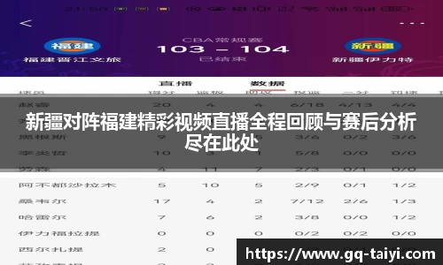 新疆对阵福建精彩视频直播全程回顾与赛后分析尽在此处